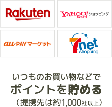 いつものお買い物などでポイントを貯める（提携先は約2,000社）